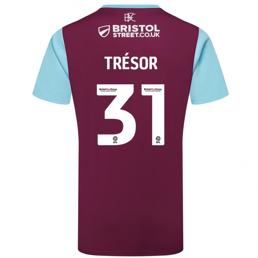 Danxen Kinder Mike Trésor #31 Burgunderrot Himmelblau Heimtrikot Trikot 2024/25 T-Shirt