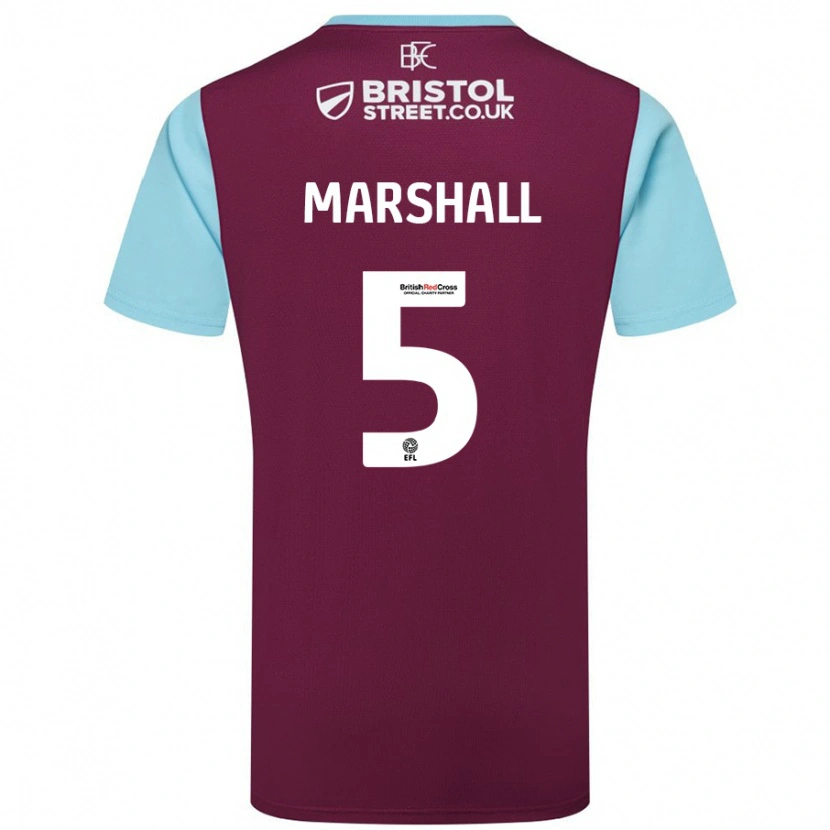 Danxen Kinder Georgia Marshall #5 Burgunderrot Himmelblau Heimtrikot Trikot 2024/25 T-Shirt