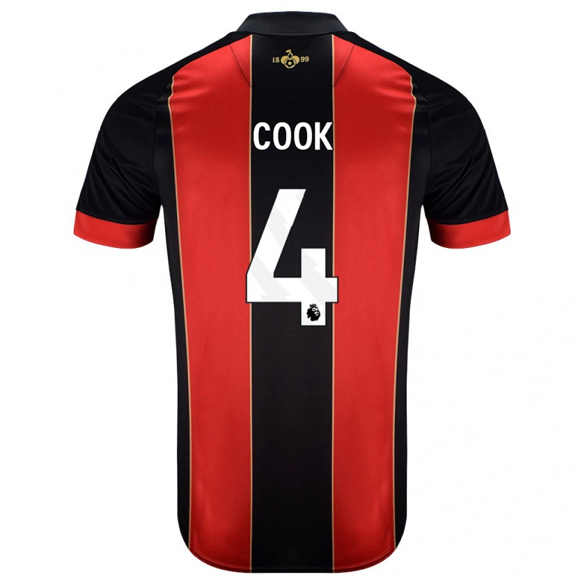 Danxen Kinder Lewis Cook #4 Rot Schwarz Heimtrikot Trikot 2024/25 T-Shirt