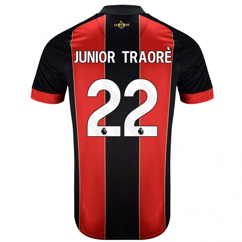 Danxen Kinder Hamed Junior Traorè #22 Rot Schwarz Heimtrikot Trikot 2024/25 T-Shirt