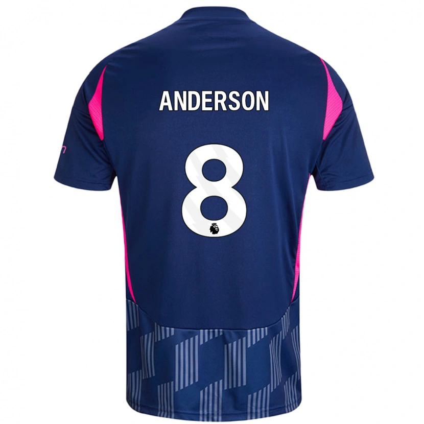 Danxen Kinder Elliot Anderson #8 Königsblau Rosa Auswärtstrikot Trikot 2024/25 T-Shirt