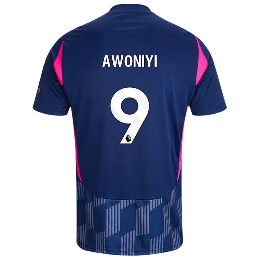 Danxen Kinder Taiwo Awoniyi #9 Königsblau Rosa Auswärtstrikot Trikot 2024/25 T-Shirt
