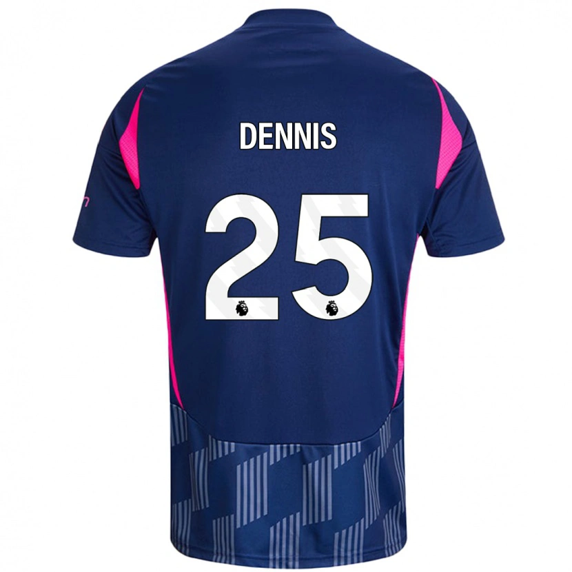 Danxen Kinder Emmanuel Dennis #25 Königsblau Rosa Auswärtstrikot Trikot 2024/25 T-Shirt