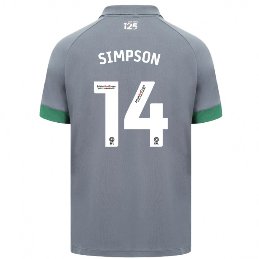 Danxen Kinder Jasmine Simpson #14 Dunkelgrau Auswärtstrikot Trikot 2024/25 T-Shirt