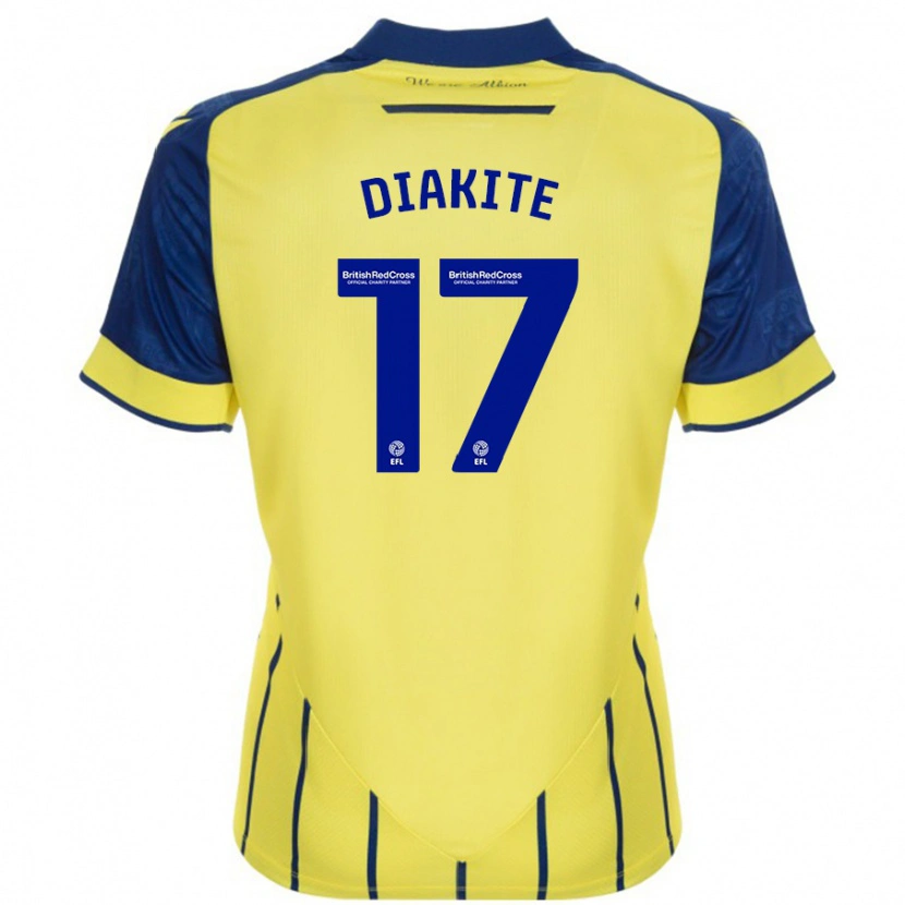 Danxen Kinder Ousmane Diakité #17 Gelb Blau Auswärtstrikot Trikot 2024/25 T-Shirt