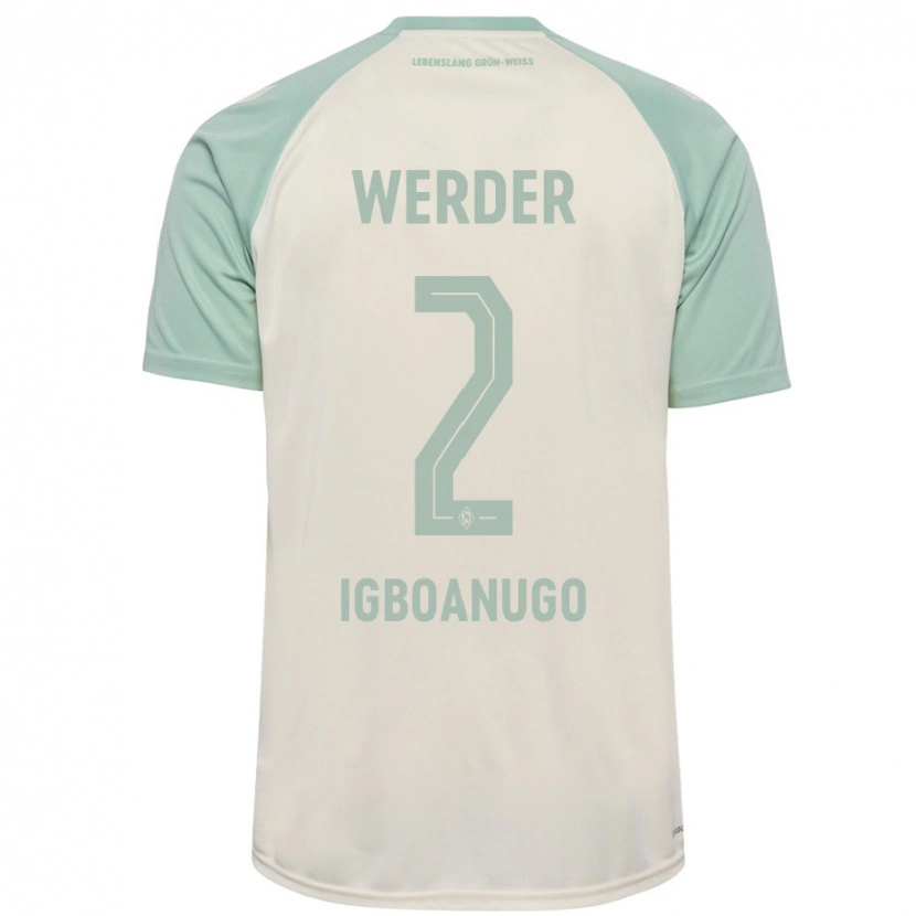 Danxen Kinder David Igboanugo #2 Cremeweiß Hellgrün Auswärtstrikot Trikot 2024/25 T-Shirt