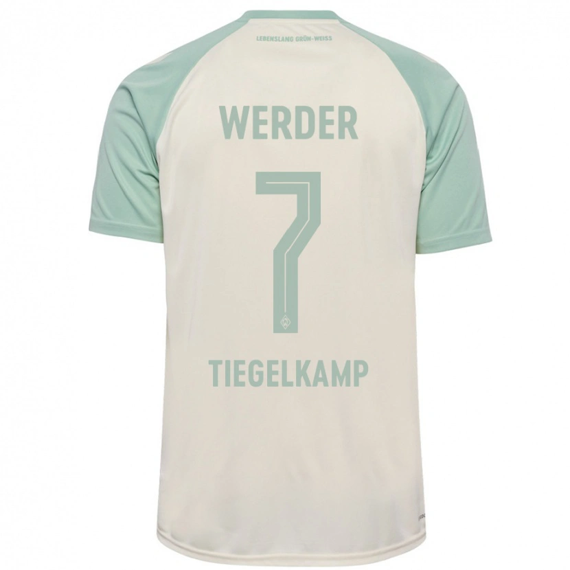 Danxen Kinder Maximilian Tiegelkamp #7 Cremeweiß Hellgrün Auswärtstrikot Trikot 2024/25 T-Shirt