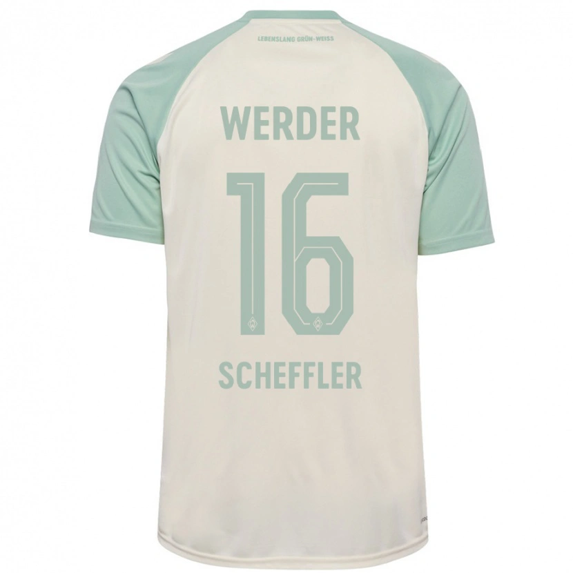 Danxen Kinder Ian Scheffler #16 Cremeweiß Hellgrün Auswärtstrikot Trikot 2024/25 T-Shirt