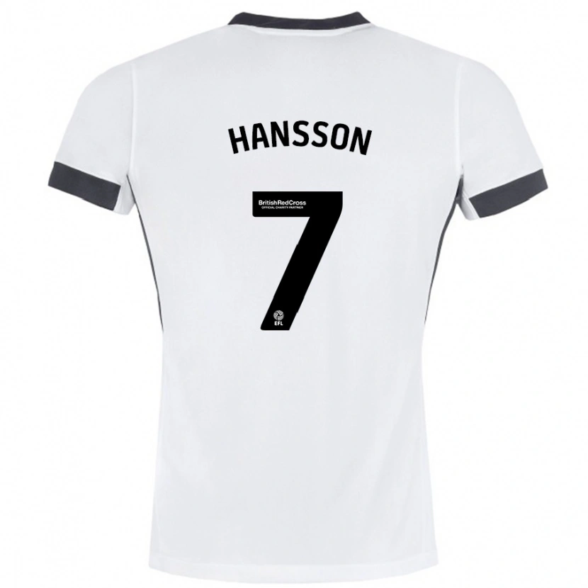 Danxen Kinder Emil Hansson #7 Weiß Schwarz Auswärtstrikot Trikot 2024/25 T-Shirt