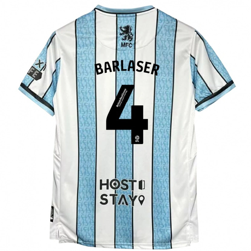 Danxen Kinder Dan Barlaser #4 Weiß Blau Auswärtstrikot Trikot 2024/25 T-Shirt
