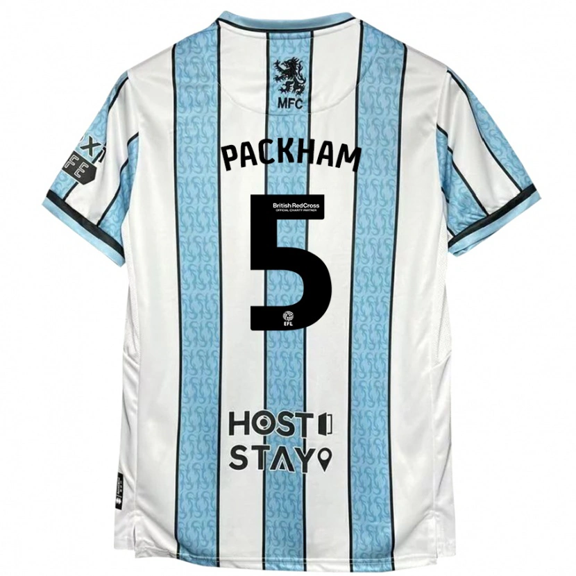 Danxen Kinder Ellen Packham #5 Weiß Blau Auswärtstrikot Trikot 2024/25 T-Shirt