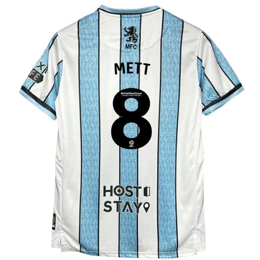 Danxen Kinder Jessica Mett #8 Weiß Blau Auswärtstrikot Trikot 2024/25 T-Shirt