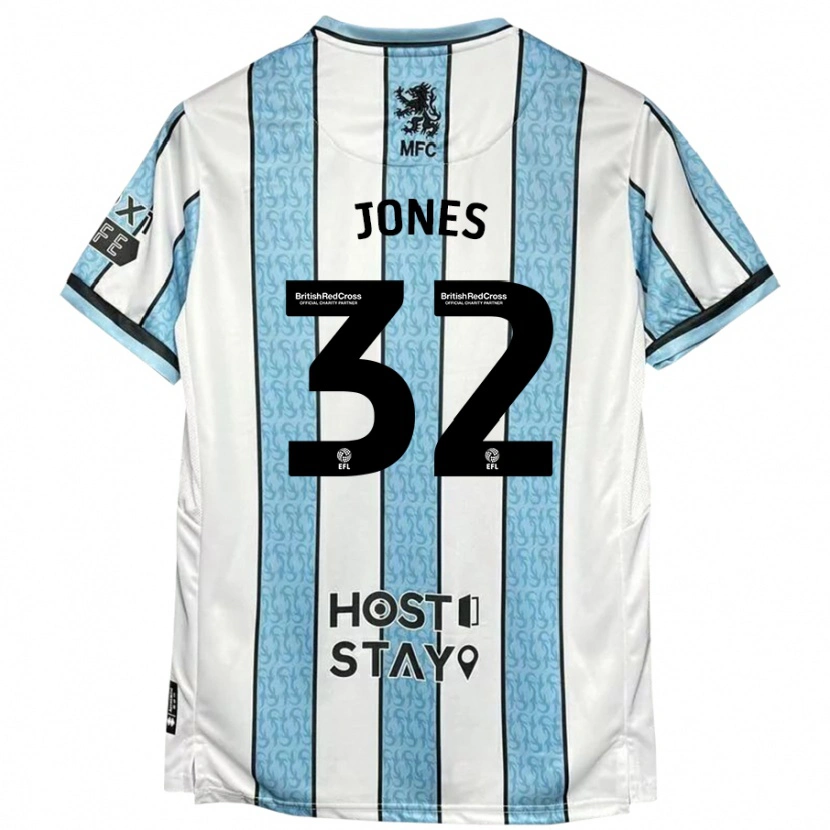 Danxen Kinder Jamie Jones #32 Weiß Blau Auswärtstrikot Trikot 2024/25 T-Shirt