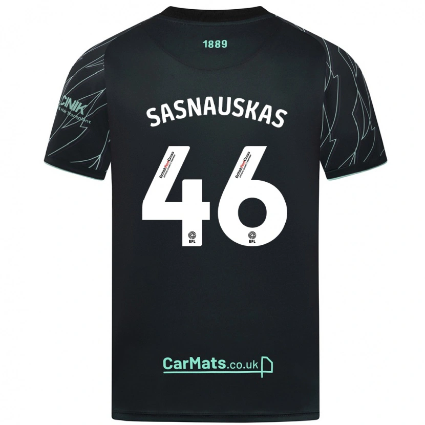 Danxen Kinder Dovydas Sasnauskas #46 Schwarz Grün Auswärtstrikot Trikot 2024/25 T-Shirt
