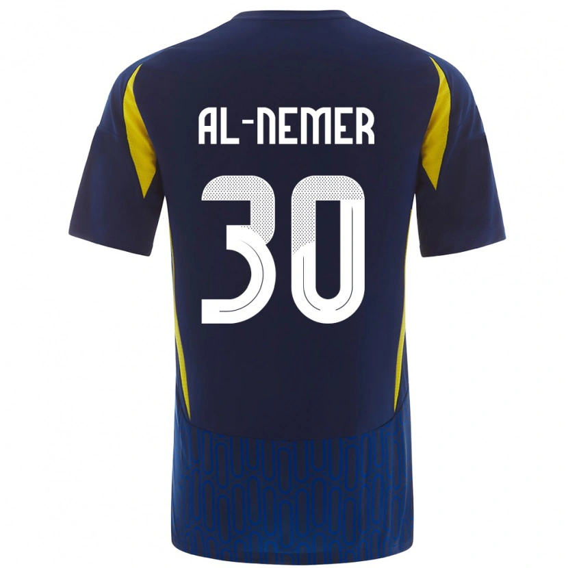 Danxen Kinder Meshari Al-Nemer #30 Blau Gelb Auswärtstrikot Trikot 2024/25 T-Shirt