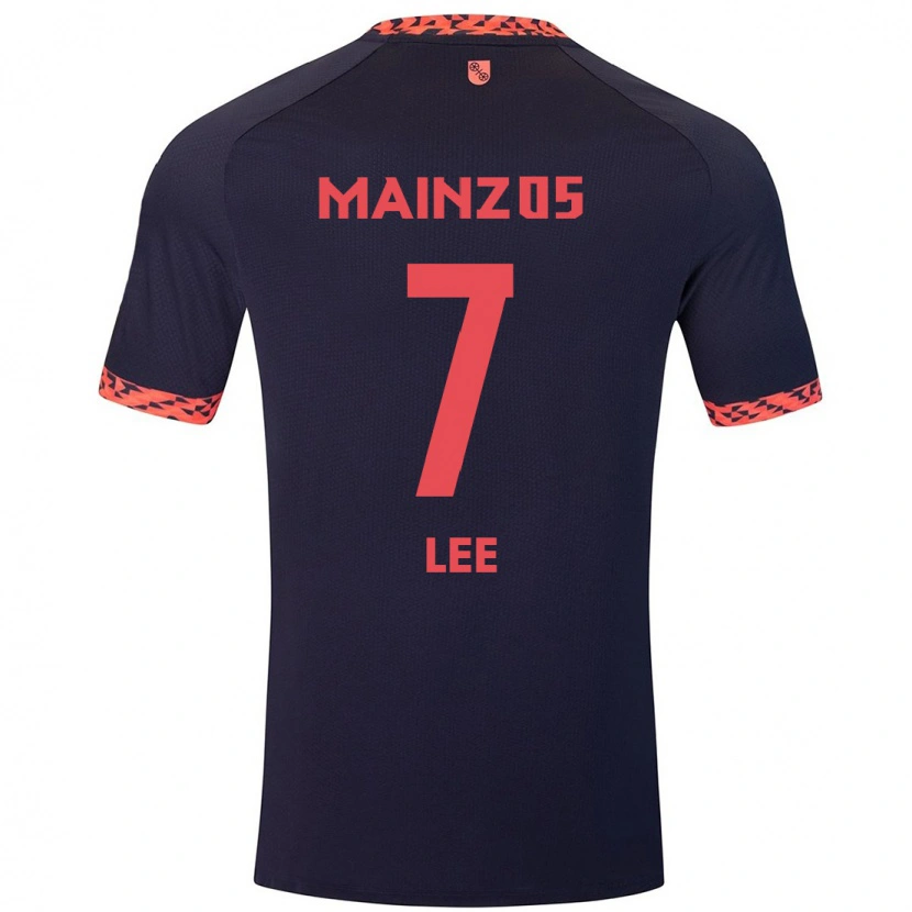 Danxen Kinder Jae-Sung Lee #7 Blau Korallenrot Auswärtstrikot Trikot 2024/25 T-Shirt