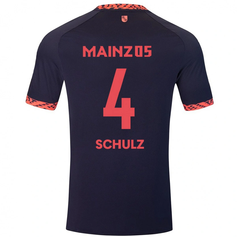Danxen Kinder Philipp Schulz #4 Blau Korallenrot Auswärtstrikot Trikot 2024/25 T-Shirt