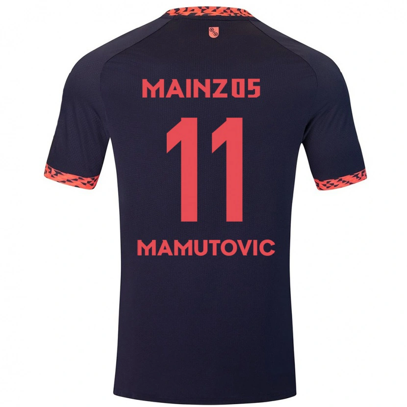 Danxen Kinder David Mamutovic #11 Blau Korallenrot Auswärtstrikot Trikot 2024/25 T-Shirt