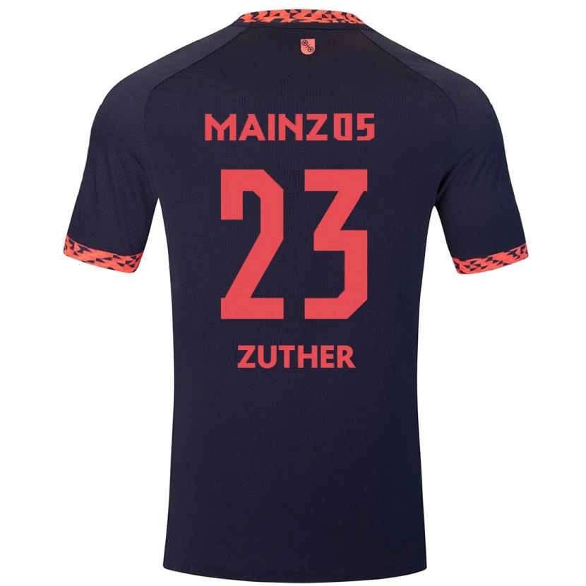 Danxen Kinder Pit Zuther #23 Blau Korallenrot Auswärtstrikot Trikot 2024/25 T-Shirt