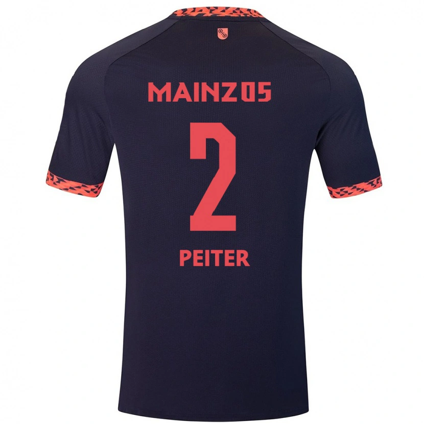 Danxen Kinder Chiara Peiter #2 Blau Korallenrot Auswärtstrikot Trikot 2024/25 T-Shirt