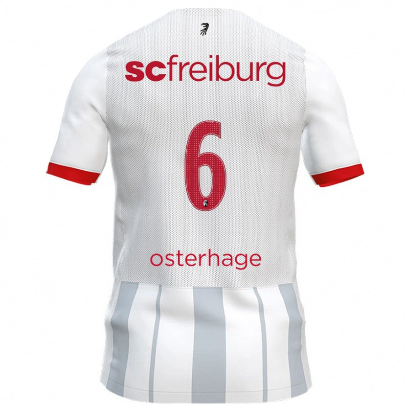 Danxen Kinder Patrick Osterhage #6 Weiß Grau Auswärtstrikot Trikot 2024/25 T-Shirt