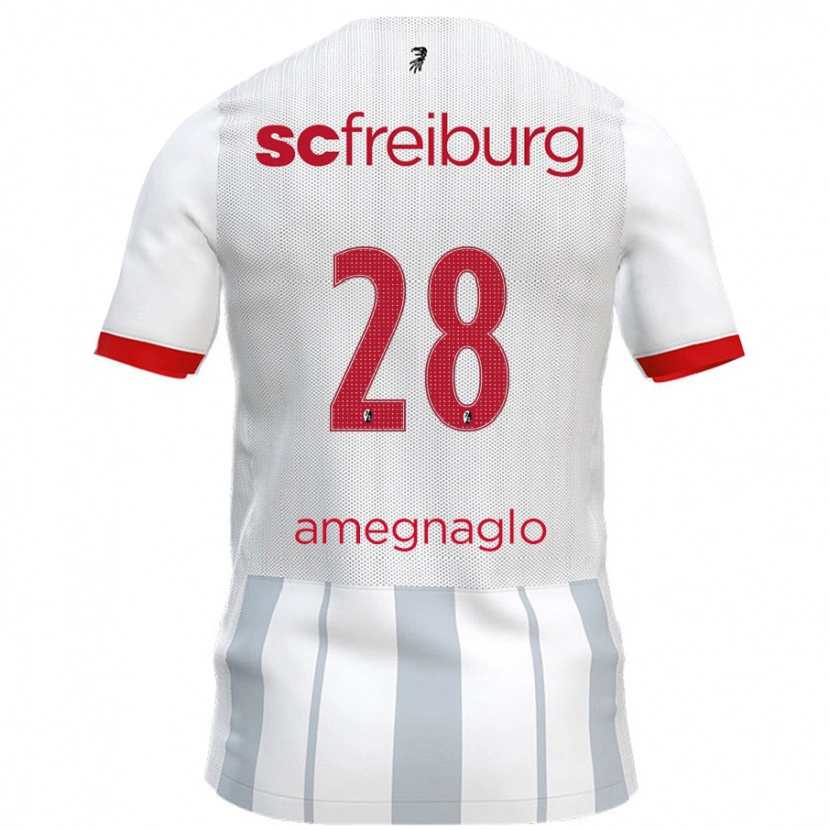 Danxen Kinder David Amegnaglo #28 Weiß Grau Auswärtstrikot Trikot 2024/25 T-Shirt