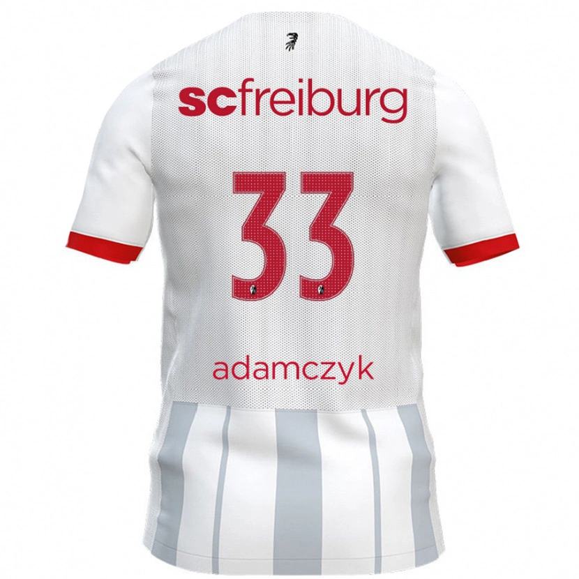 Danxen Kinder Rebecca Adamczyk #33 Weiß Grau Auswärtstrikot Trikot 2024/25 T-Shirt