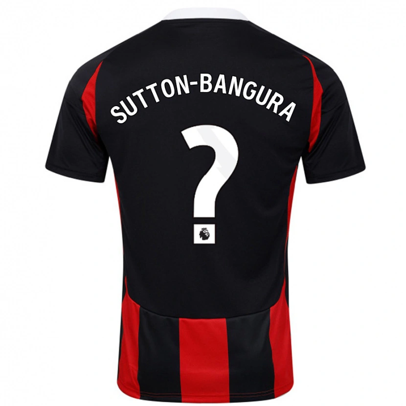 Danxen Kinder William Sutton-Bangura #0 Schwarz Rot Auswärtstrikot Trikot 2024/25 T-Shirt