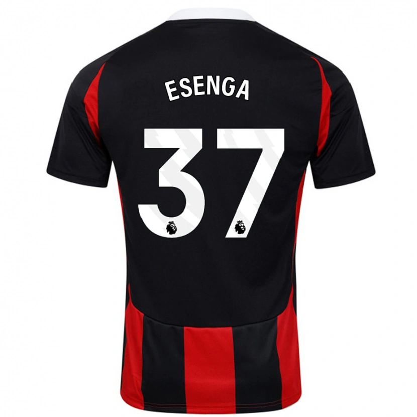 Danxen Kinder Jonathan Esenga #37 Schwarz Rot Auswärtstrikot Trikot 2024/25 T-Shirt