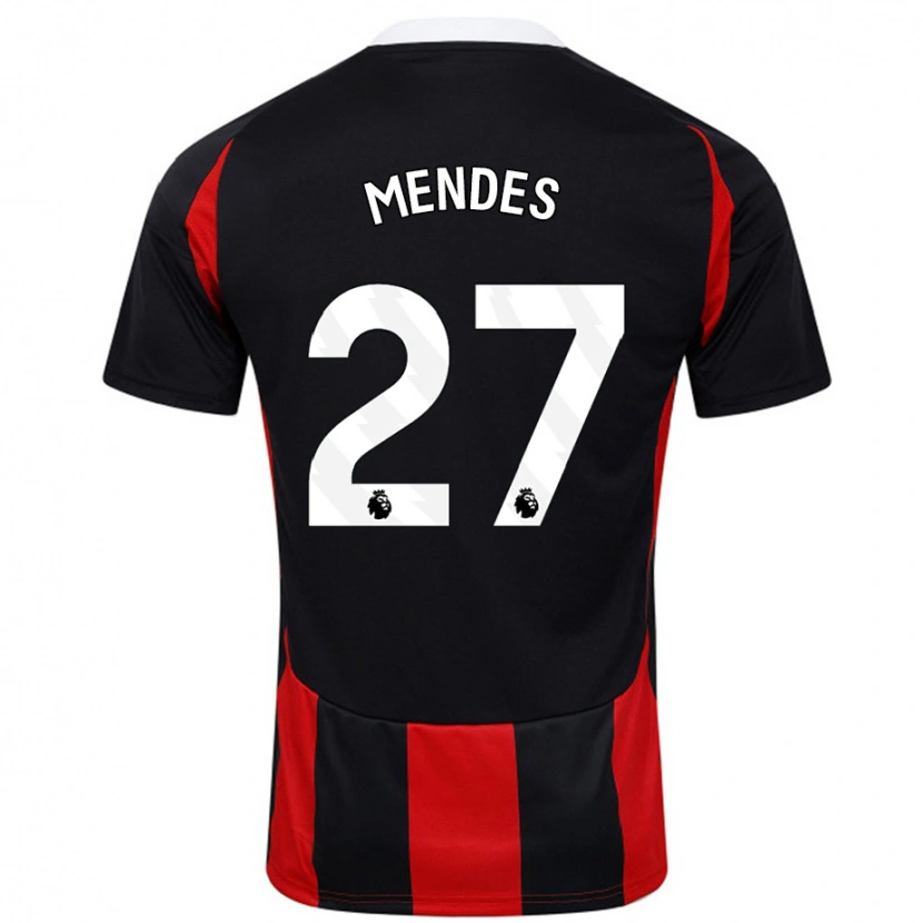 Danxen Kinder Megalie Mendes #27 Schwarz Rot Auswärtstrikot Trikot 2024/25 T-Shirt