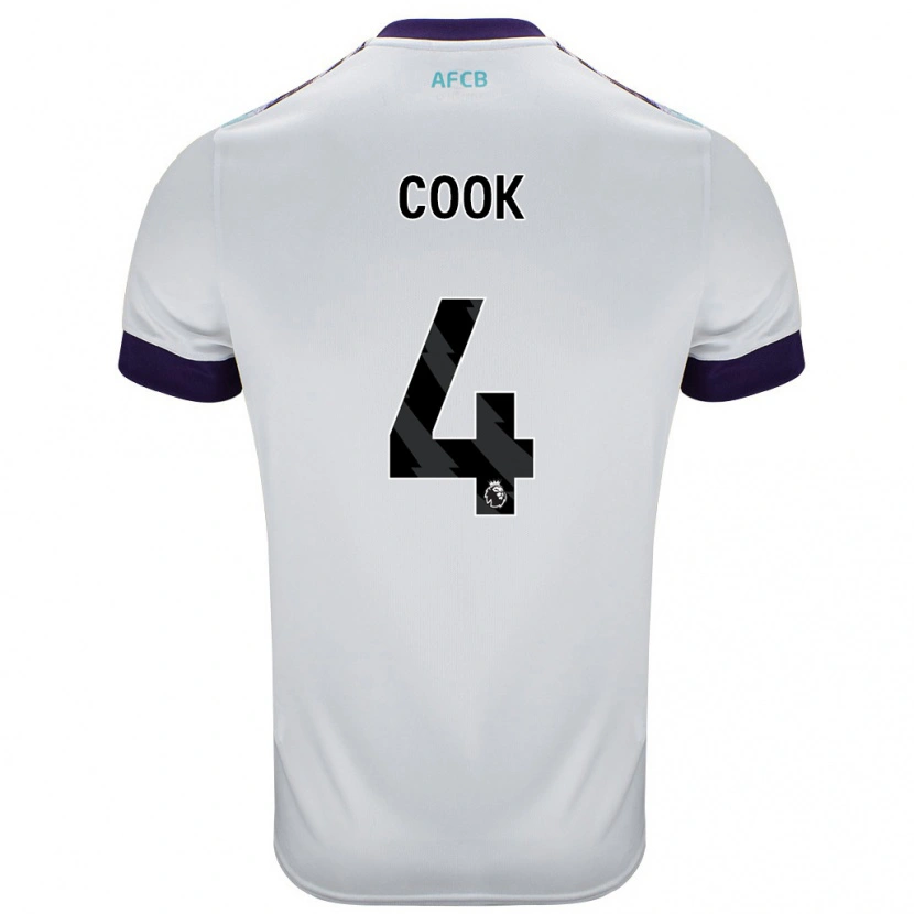 Danxen Kinder Lewis Cook #4 Weiß Grün Lila Auswärtstrikot Trikot 2024/25 T-Shirt