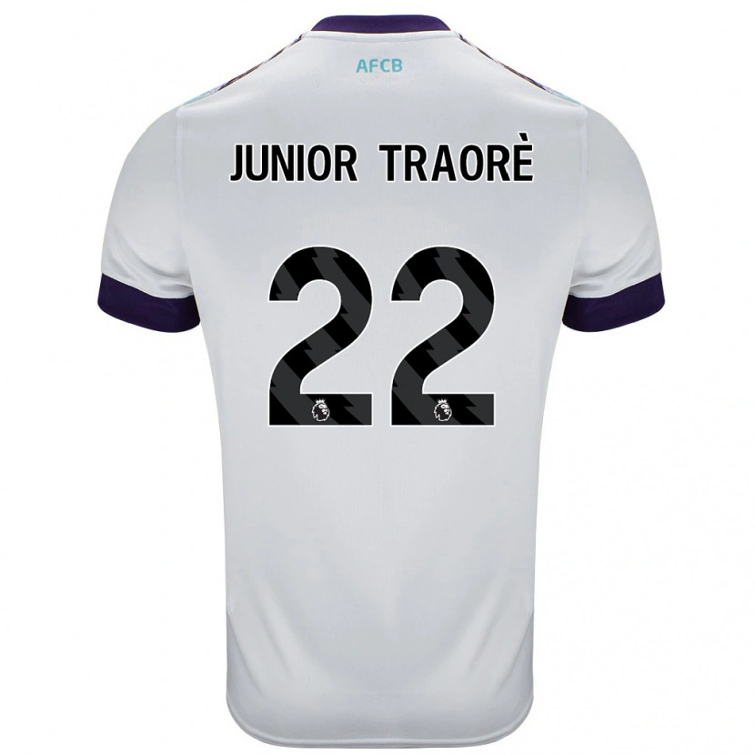 Danxen Kinder Hamed Junior Traorè #22 Weiß Grün Lila Auswärtstrikot Trikot 2024/25 T-Shirt