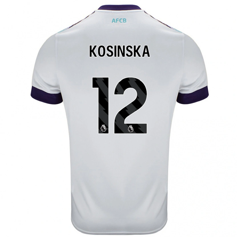 Danxen Kinder Daniela Kosinska #12 Weiß Grün Lila Auswärtstrikot Trikot 2024/25 T-Shirt