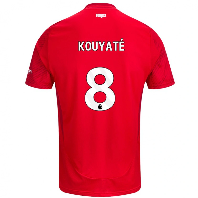 Danxen Herren Cheikhou Kouyaté #8 Rot Weiß Heimtrikot Trikot 2024/25 T-Shirt