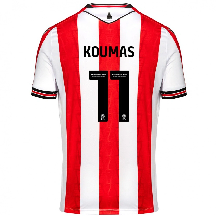 Danxen Herren Lewis Koumas #11 Rot Weiß Heimtrikot Trikot 2024/25 T-Shirt