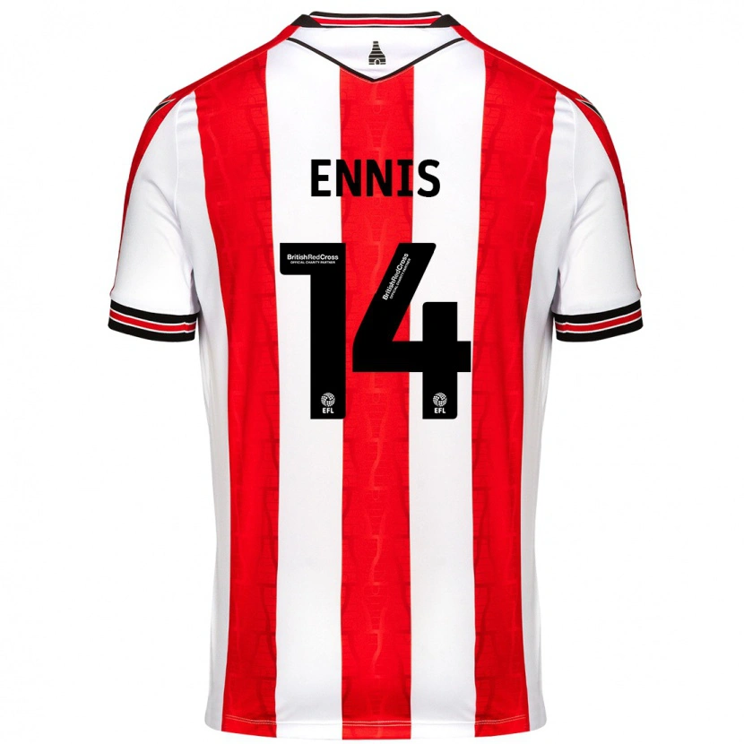 Danxen Herren Niall Ennis #14 Rot Weiß Heimtrikot Trikot 2024/25 T-Shirt