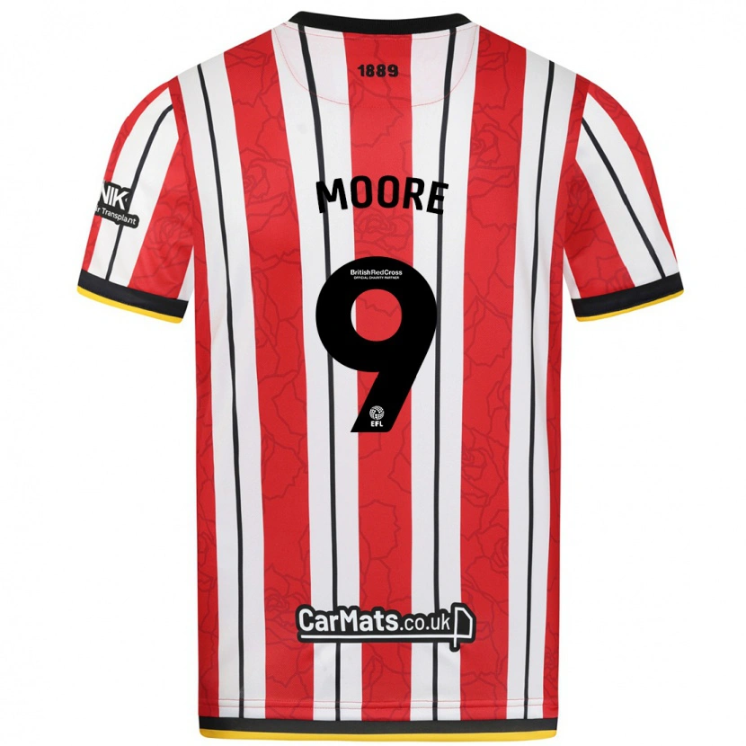 Danxen Herren Kieffer Moore #9 Rot Weiße Streifen Heimtrikot Trikot 2024/25 T-Shirt