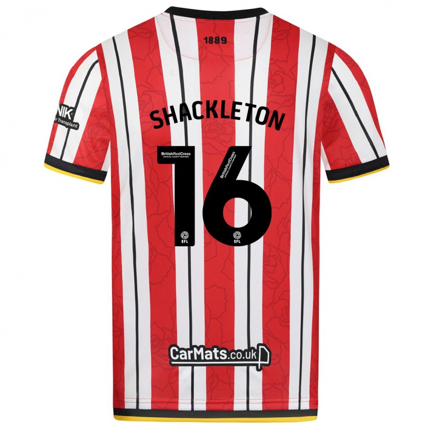Danxen Herren Jamie Shackleton #16 Rot Weiße Streifen Heimtrikot Trikot 2024/25 T-Shirt