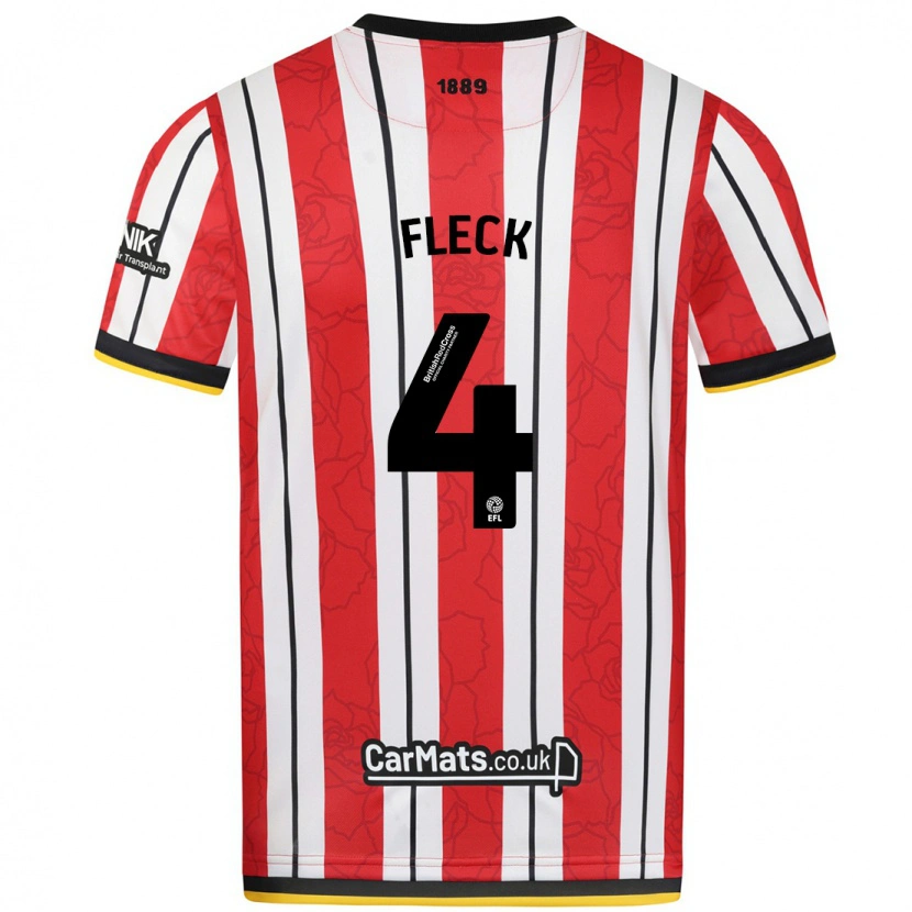 Danxen Herren John Fleck #4 Rot Weiße Streifen Heimtrikot Trikot 2024/25 T-Shirt