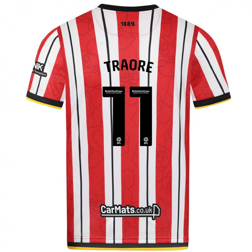 Danxen Herren Bénie Traoré #11 Rot Weiße Streifen Heimtrikot Trikot 2024/25 T-Shirt