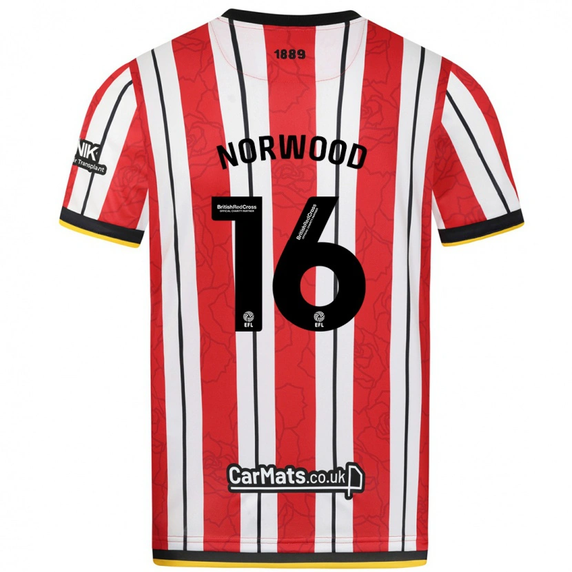 Danxen Herren Oliver Norwood #16 Rot Weiße Streifen Heimtrikot Trikot 2024/25 T-Shirt