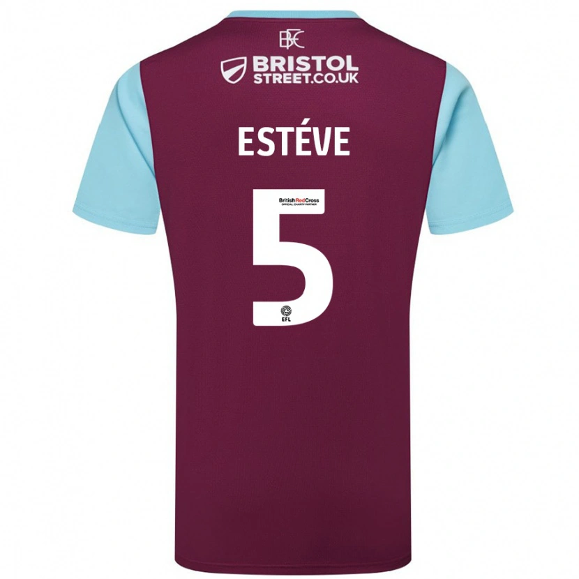 Danxen Herren Maxime Estève #5 Burgunderrot Himmelblau Heimtrikot Trikot 2024/25 T-Shirt