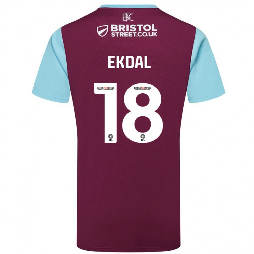 Danxen Herren Hjalmar Ekdal #18 Burgunderrot Himmelblau Heimtrikot Trikot 2024/25 T-Shirt