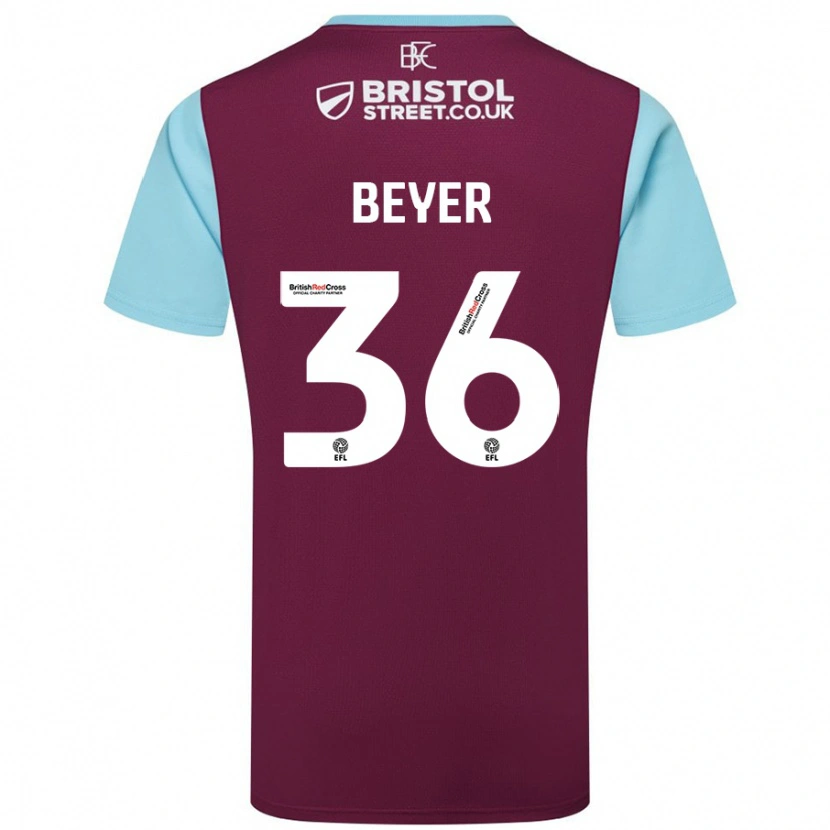 Danxen Herren Jordan Beyer #36 Burgunderrot Himmelblau Heimtrikot Trikot 2024/25 T-Shirt