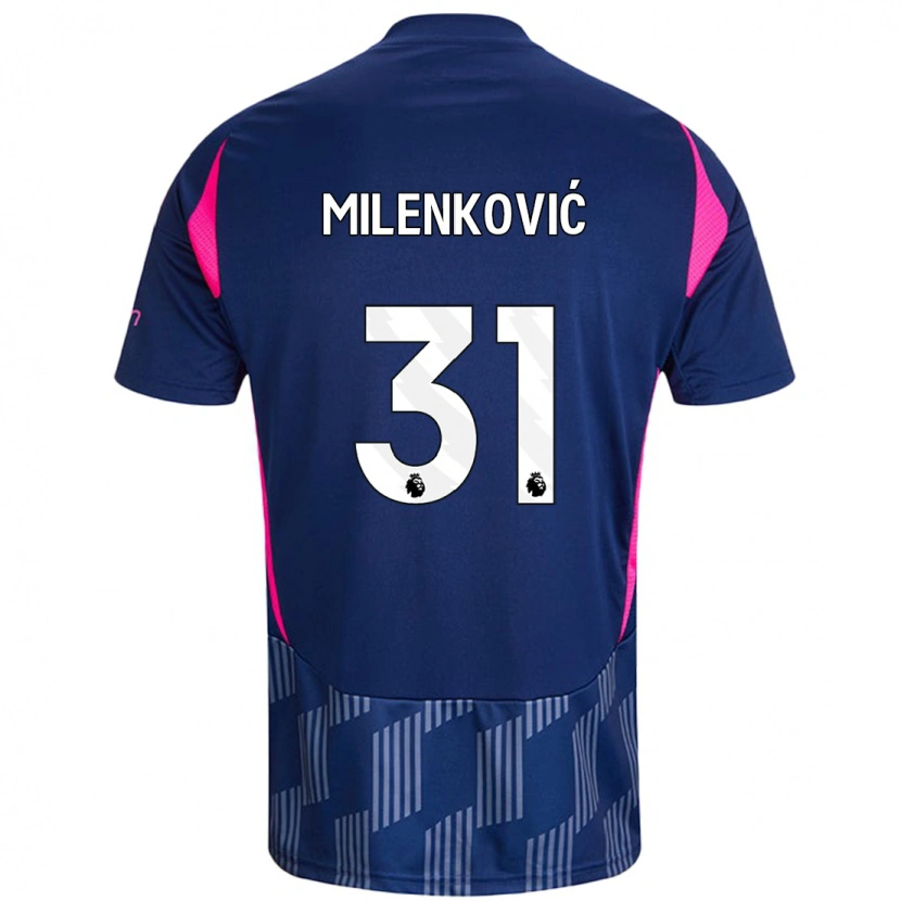 Danxen Herren Nikola Milenković #31 Königsblau Rosa Auswärtstrikot Trikot 2024/25 T-Shirt