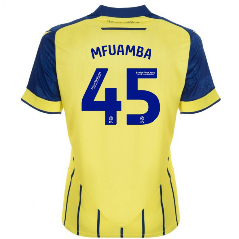 Danxen Herren Kevin Mfuamba #45 Gelb Blau Auswärtstrikot Trikot 2024/25 T-Shirt