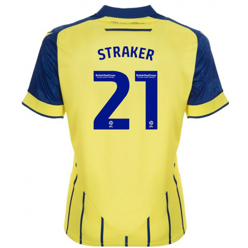 Danxen Herren Jannelle Straker #21 Gelb Blau Auswärtstrikot Trikot 2024/25 T-Shirt