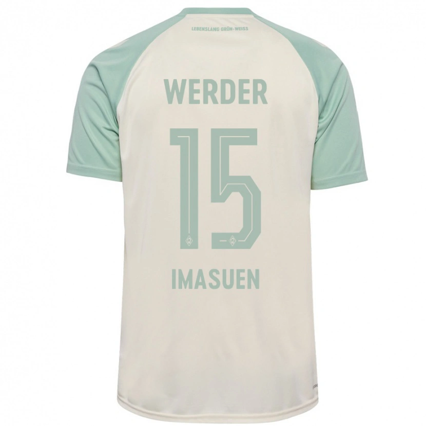 Danxen Herren Joel Imasuen #15 Cremeweiß Hellgrün Auswärtstrikot Trikot 2024/25 T-Shirt
