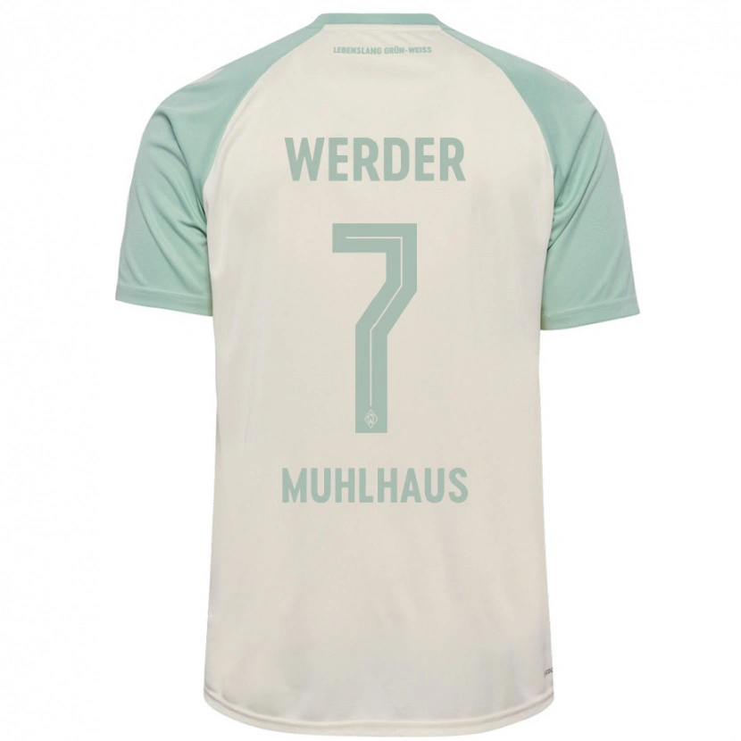 Danxen Herren Larissa Mühlhaus #7 Cremeweiß Hellgrün Auswärtstrikot Trikot 2024/25 T-Shirt
