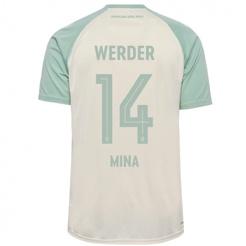 Danxen Herren Johan Mina #14 Cremeweiß Hellgrün Auswärtstrikot Trikot 2024/25 T-Shirt